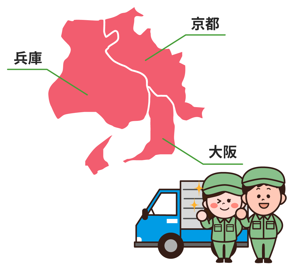 関西3府県の地図のイラスト